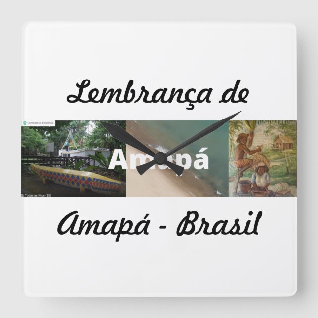 Relógio Quadrado Relogio lembrança de Amapá (Frente)