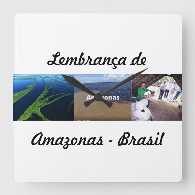 Relógio Quadrado relogio lembrança do Amazonas (Frente)