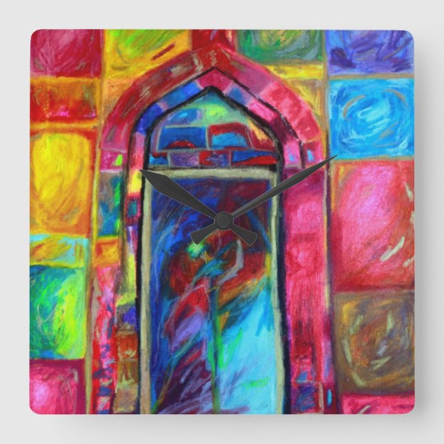 Relógio Quadrado Relógios de Dançarinos de Templo Místico - Present (Frente)