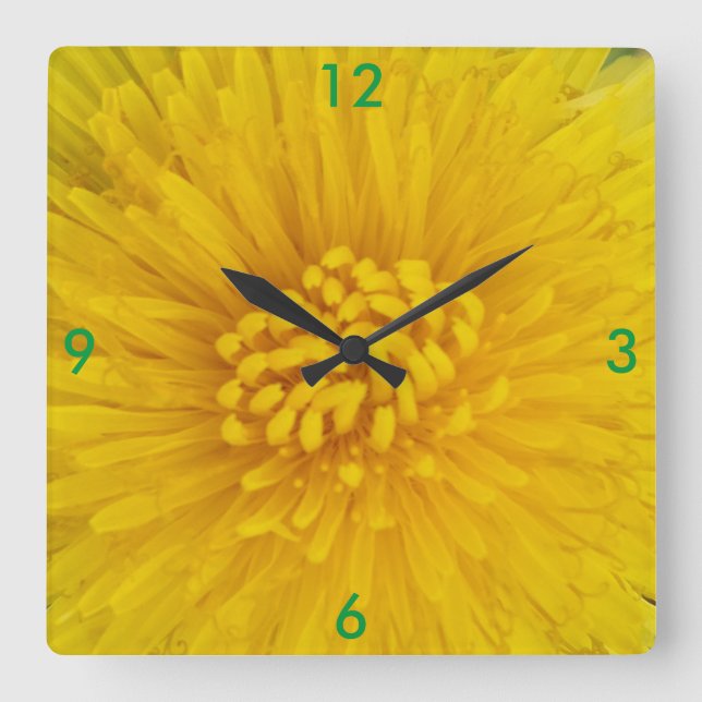 Relógio Quadrado Relógios de Flor Amarelo (Frente)