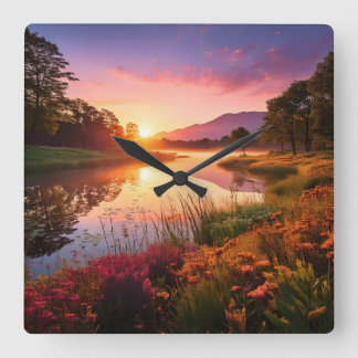 Relógio Quadrado Relógios de Imagens (Paisagem Romântica)