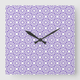 Relógio Quadrado Relógios de Padrão Geométrico Branco Roxo Sem Cost