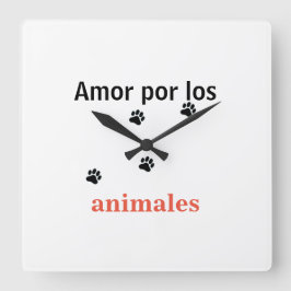 Relógio Quadrado Reloj amor por los animales