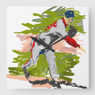 Relógio Quadrado Reloj de Pared Pitcher Lanzando la Pelota