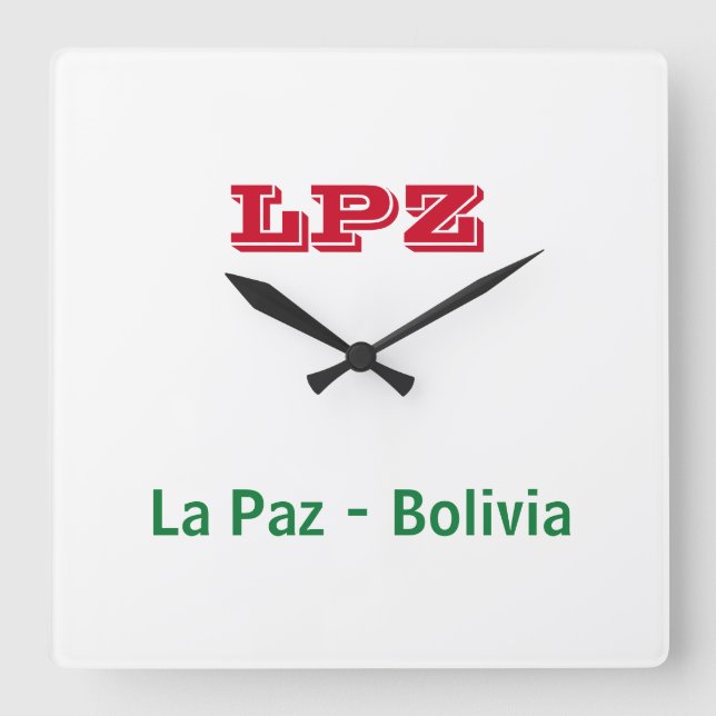 Relógio Quadrado Reloj La Paz Bolivia (Frente)