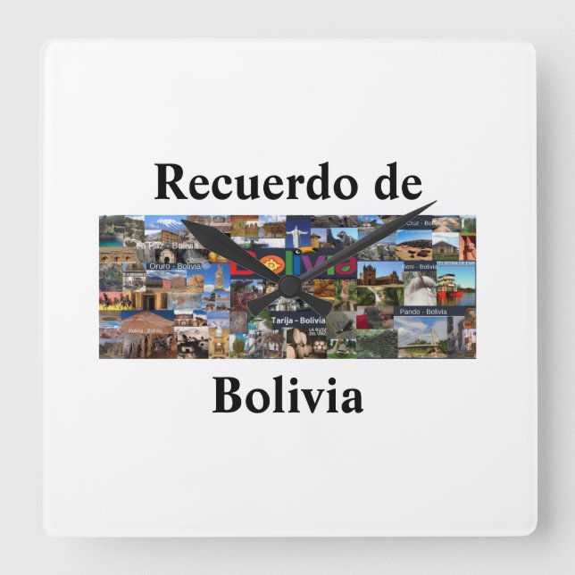 Relógio Quadrado Reloj  recuerdo de Bolivia (Frente)