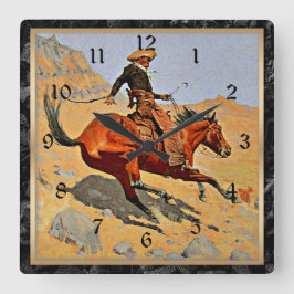 Relógio Quadrado Remington: A arte cowboy americana
