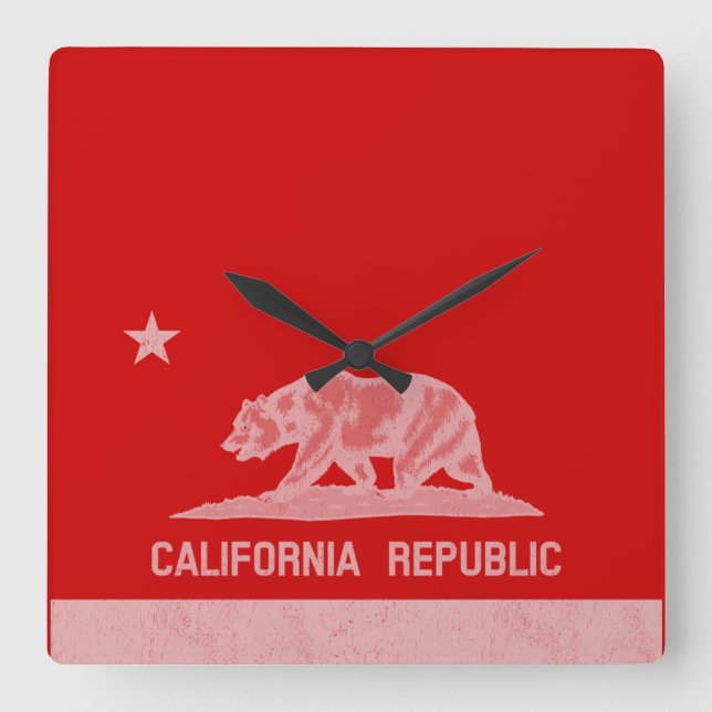 Relógio Quadrado República da Califórnia (Branco) (Frente)