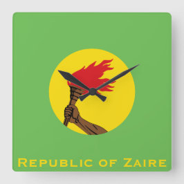 Relógio Quadrado República do Zaire Flag