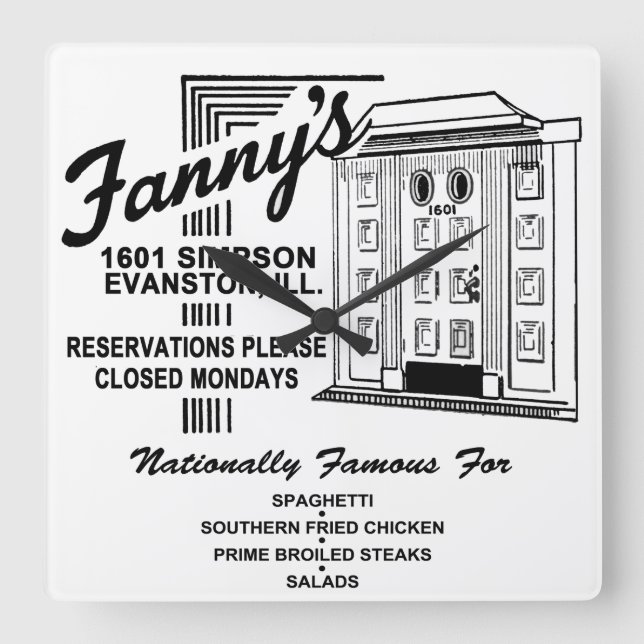 Relógio Quadrado Restaurante de Fanny, Evanston, IL (Frente)