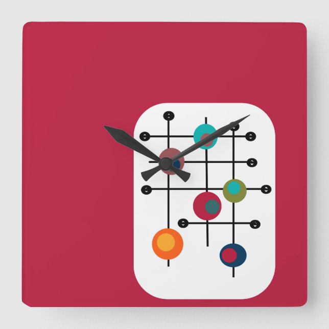 Relógio Quadrado Retângulo do século médio  (Frente)