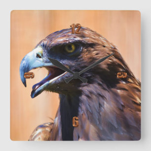 Relógio Quadrado Retrato II da arte dos animais selvagens da águia