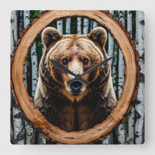 Relógio Quadrado Retrato impressionante de urso