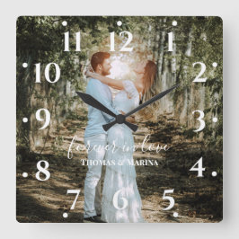 Relógio Quadrado Retrato personalizado de caligrafia moderna