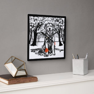 Relógio Quadrado Retriever de Ouro GLOBAL TRANQUIL