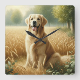 Relógio Quadrado Retriever Dourado