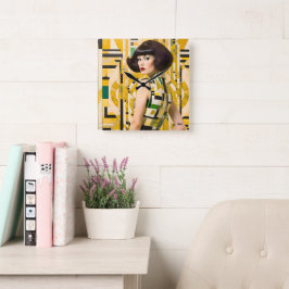 Relógio Quadrado Retro 60's Beauty Geometric fashionplate yellow