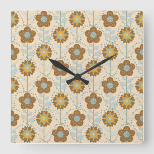 Relógio Quadrado Retro Bloom Harmony Baby Blue Mustard