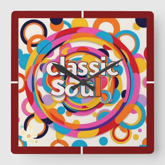 Relógio Quadrado "Retro Rhythms" (Frente)