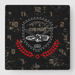 Relógio Quadrado Retro Vintage Grunge Garagem