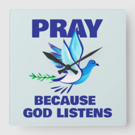 Relógio Quadrado REZAR Porque Deus Escuta