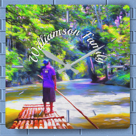 Relógio Quadrado Ribeirinho jamaicano Ride J001 Square Wall Clock
