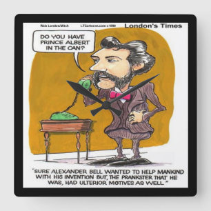Relógio Quadrado Rick Londres Funny Alexander Bell Wall Clock