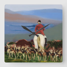 Relógio Quadrado Riding to the Hounds Wall Clock