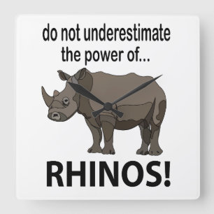 Relógio Quadrado Rinocerontes Animal Engraçado Rinocerontes