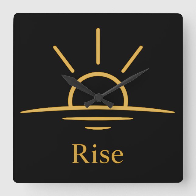 Relógio Quadrado Rise — Minimalist Sunrise (Frente)