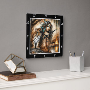 Relógio Quadrado Ritmo Nativo: Dança Selvagem Ritual do Pace de Tig