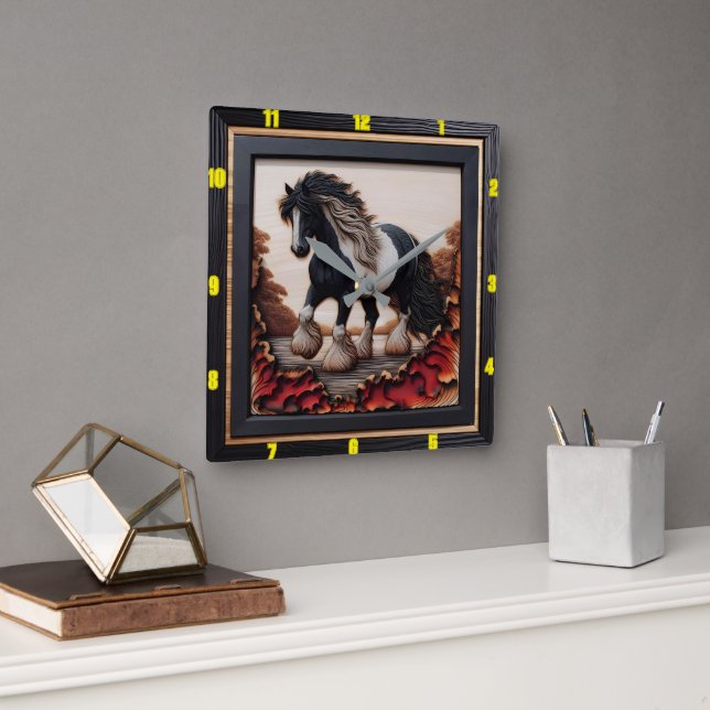 Relógio Quadrado Riverside Grace: Vanner Cigarro Charred Wood (Escritório)