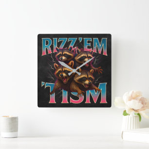 Relógio Quadrado Rizz Em Com O Camiseta Tism Meme Autismo Racoons E