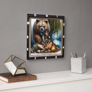 Relógio Quadrado Rocha do Urso Indígena