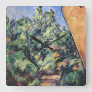 Relógio Quadrado Rocha vermelha de Paul Cezanne , c.1895 (óleo em