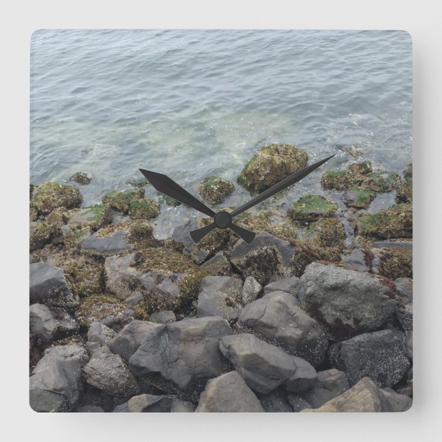 Relógio Quadrado rochas da costa (Frente)