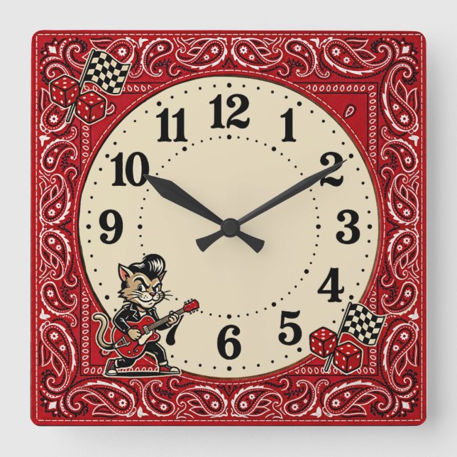 Relógio Quadrado Rockabilly (Frente)