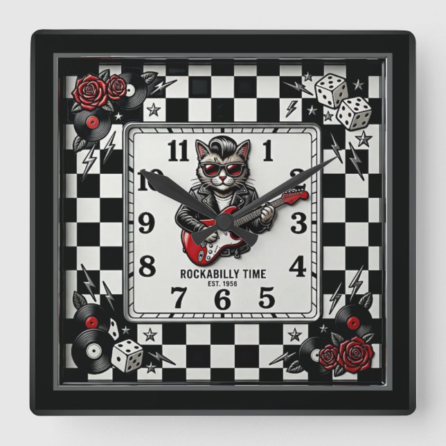 Relógio Quadrado Rockabilly (Frente)