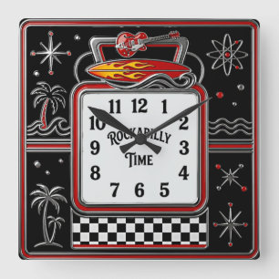 Relógio Quadrado Rockabilly
