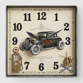 Relógio Quadrado Rockabilly hot rod