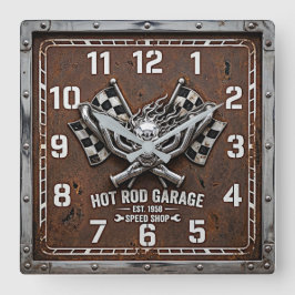 Relógio Quadrado Rockabilly Hot Rod