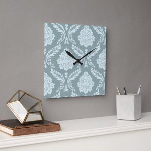 Relógio Quadrado Rococo Damask Padrão Descentralizado Ovo de Pato A