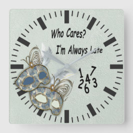 Relógio Quadrado Rococo Rich Pattern design com Máscaras