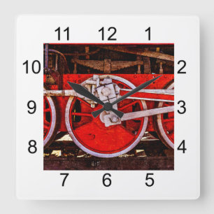 Relógio Quadrado Rodas do Comboio a Vintage