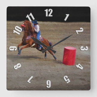 Relógio Quadrado Rodeo Cowgirl Barrel-Racing Western Themed Clock