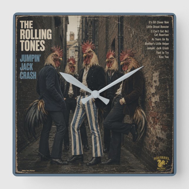 Relógio Quadrado Rolling Tones: uma Paródia (Frente)