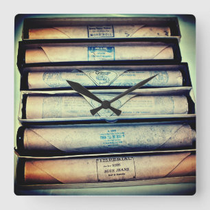 Relógio Quadrado Rolos Antigos de Piano de Papel