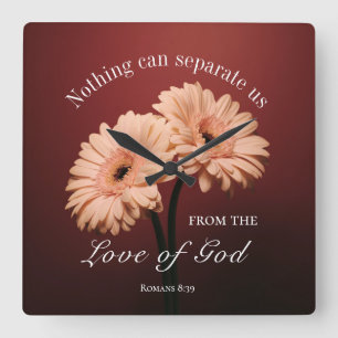 Relógio Quadrado Romanos 8 39 Amor de Deus Bíblia Verso Rosa Brown