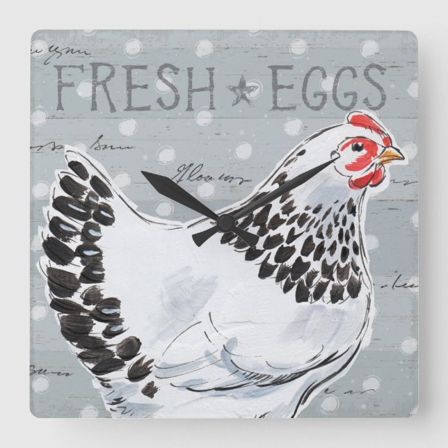 Relógio Quadrado Roosters Call II (Frente)