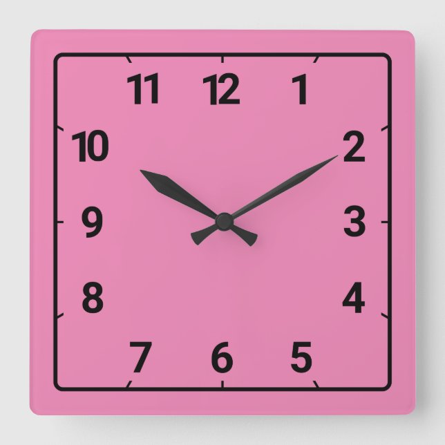 Relógio Quadrado Rosa (Frente)